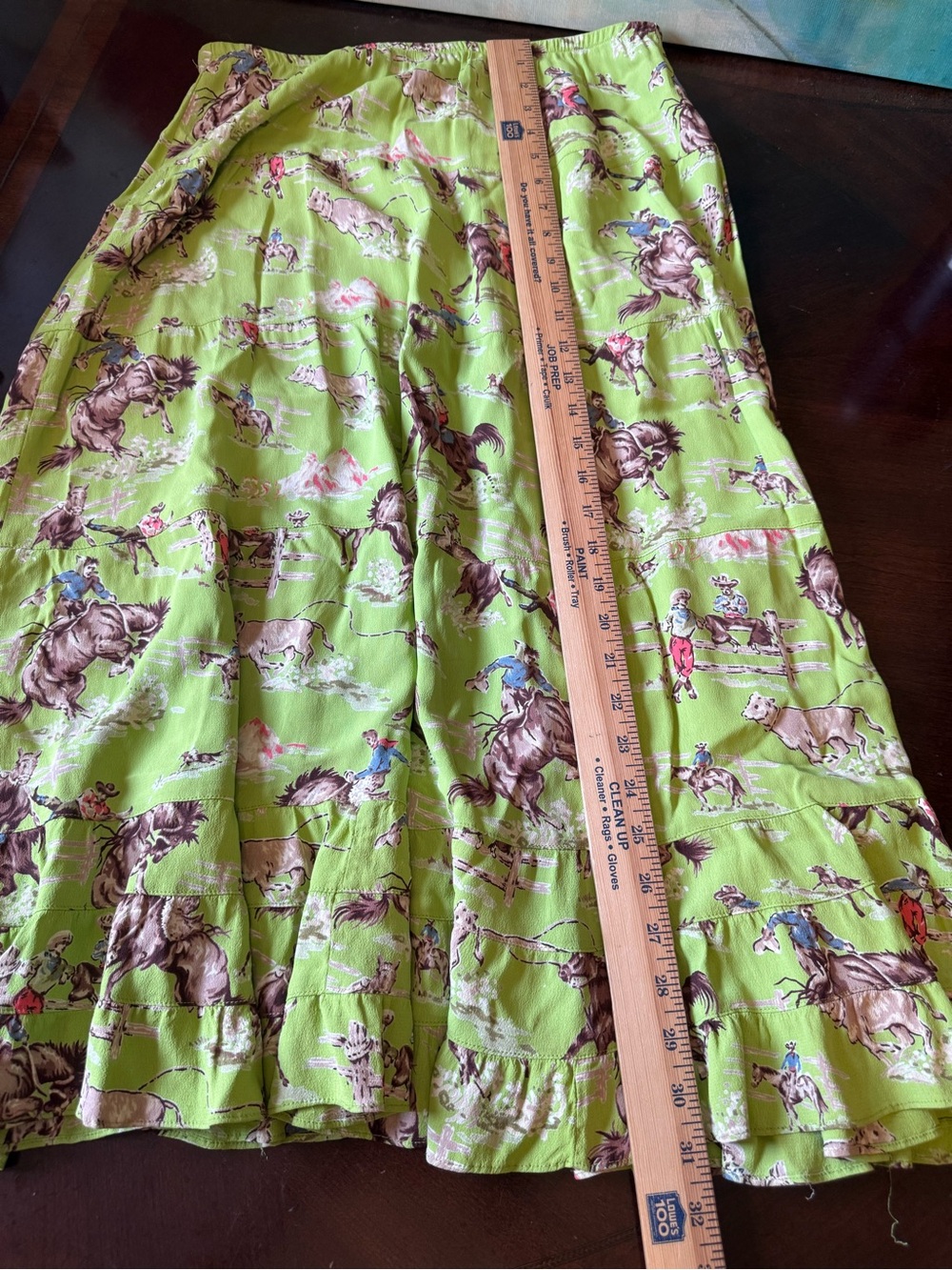 Ivy Jane Western Cowboy Skirt Rodeo Boho A-Line Green Sz S Montana Horses - Picture 7 of 8